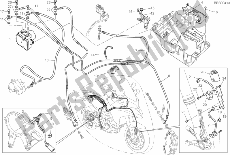 All parts for the Braking System Abs of the Ducati Multistrada 1200 S Pikes Peak USA 2014